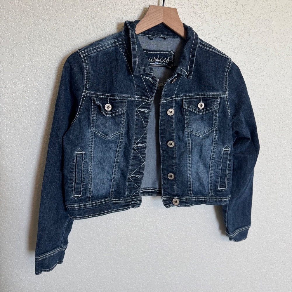 Y2K Indie Cropped Maurices Denim Jacket Medium Dark Wash